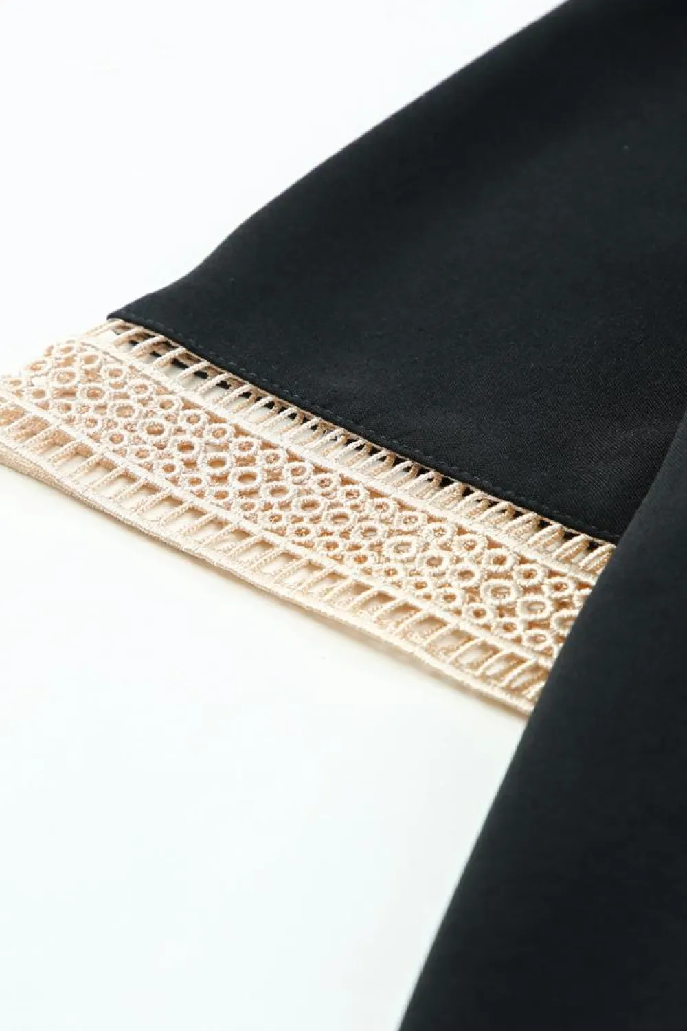 Online Dear-Lover Lace Trim V Neck Short Sleeve Blouse Black