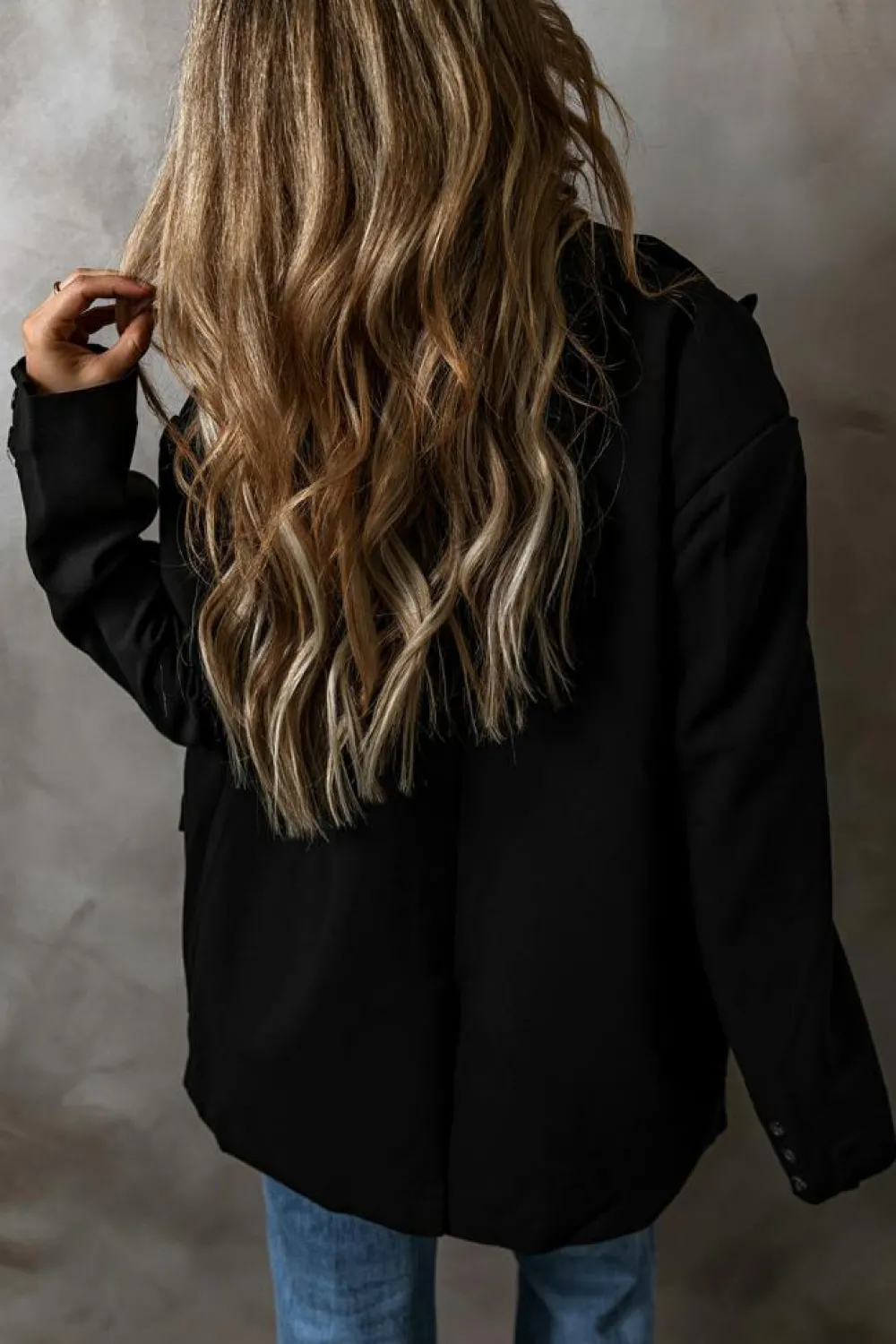 Best Dear-Lover Lapel Flap Pocket Buttoned Blazer Black
