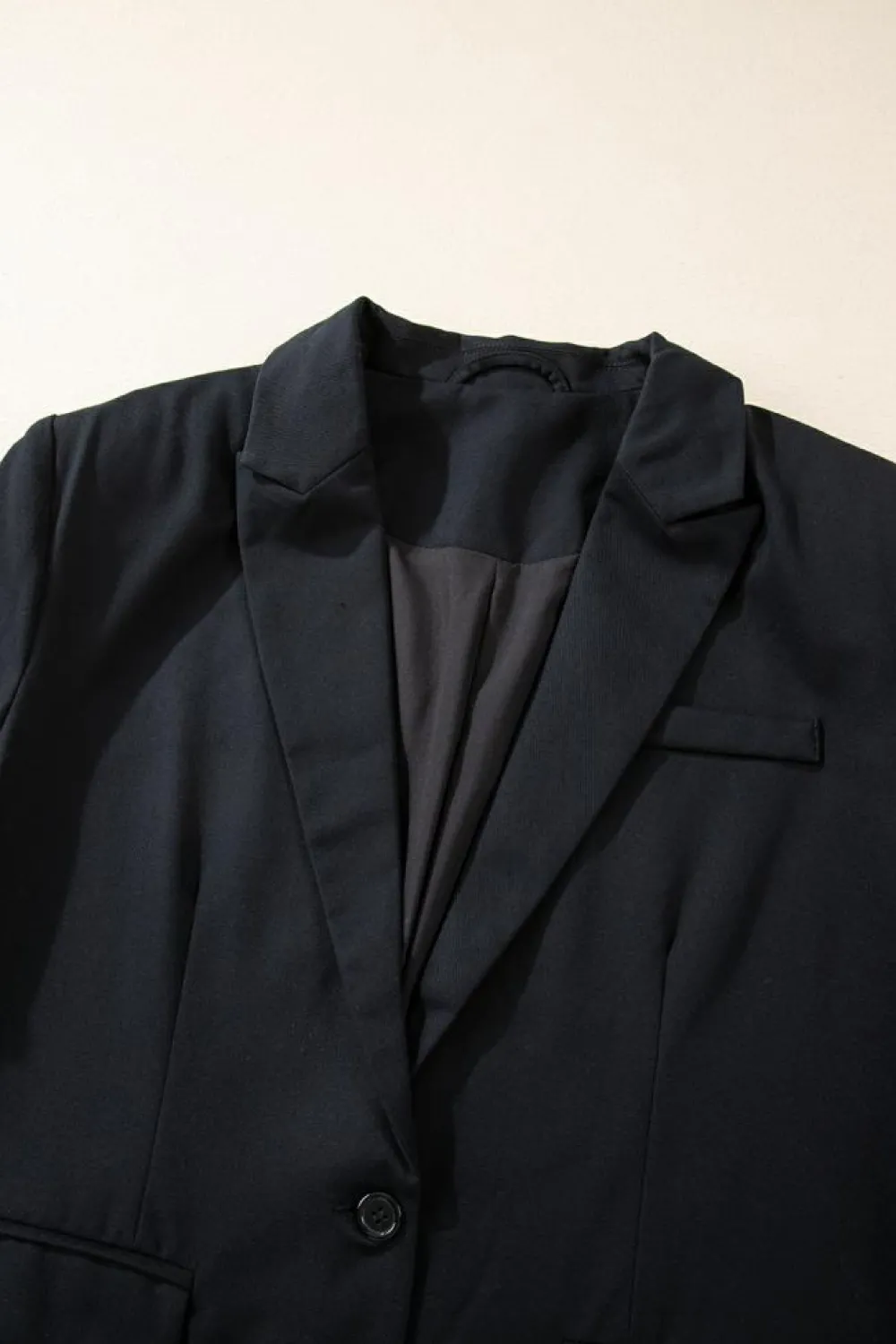 Best Dear-Lover Lapel Flap Pocket Buttoned Blazer Black