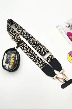 Clearance Dear-Lover Leopard Adjustable Phone Hanging Shoulder Strap with Pouch Black