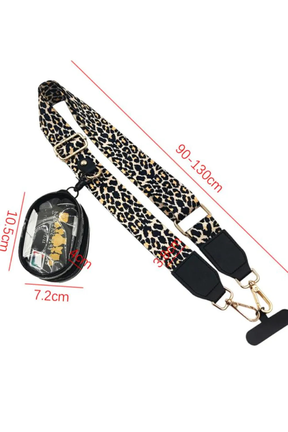 Clearance Dear-Lover Leopard Adjustable Phone Hanging Shoulder Strap with Pouch Black