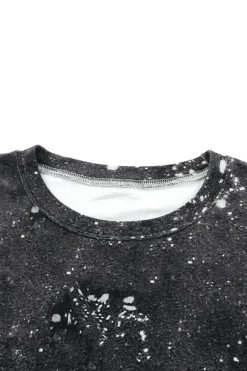 Sale Dear-Lover Leopard Bleached Pullover Sweatshirt Black