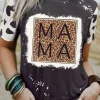 Online Dear-Lover Leopard MAMA Graphic Tie Dye Casual Tee Black