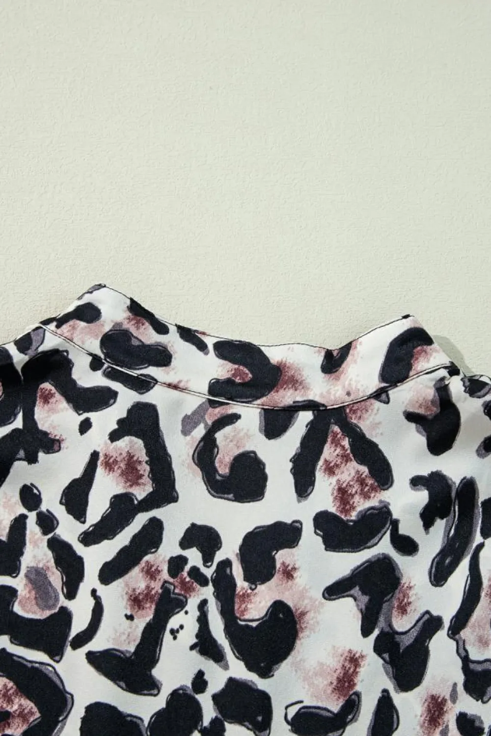 Online Dear-Lover Leopard Print Buttoned Front 3/4 Sleeve Tiered Ruffled Hem Dress Black