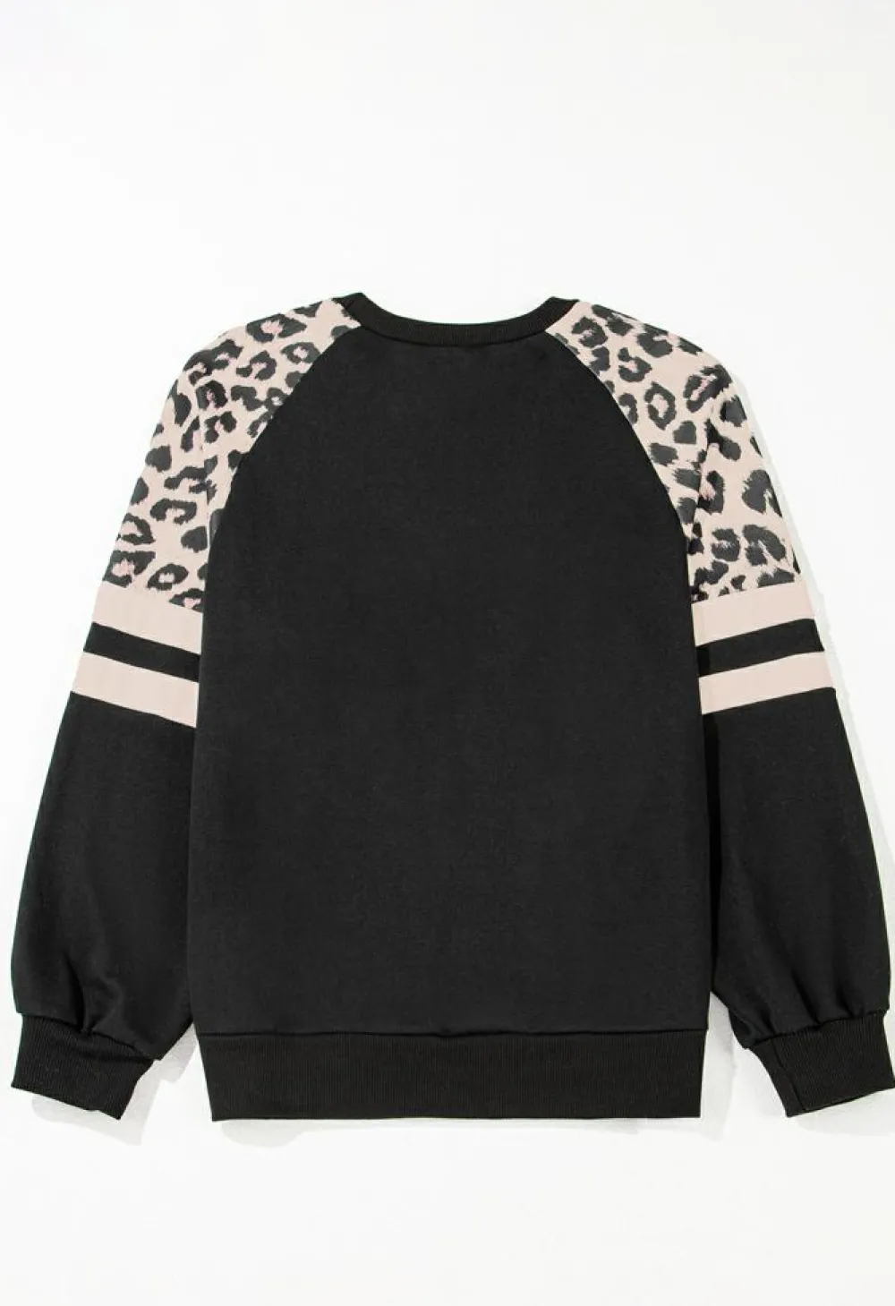Outlet Dear-Lover Leopard Print Colorblock Raglan Sleeve Sweatshirt Black