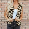 Hot Dear-Lover Leopard Print Sherpa Vest Coat Black