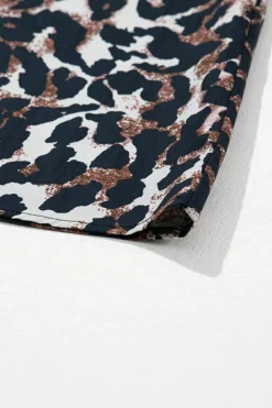 Online Dear-Lover Leopard Puff Sleeve Buttons Front Shirt Dress Black