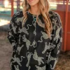 Fashion Dear-Lover Lively Cheetah Print Long Sleeve Top Black