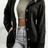 Clearance Dear-Lover Long Sleeve Button-up Hooded Cardigans Black