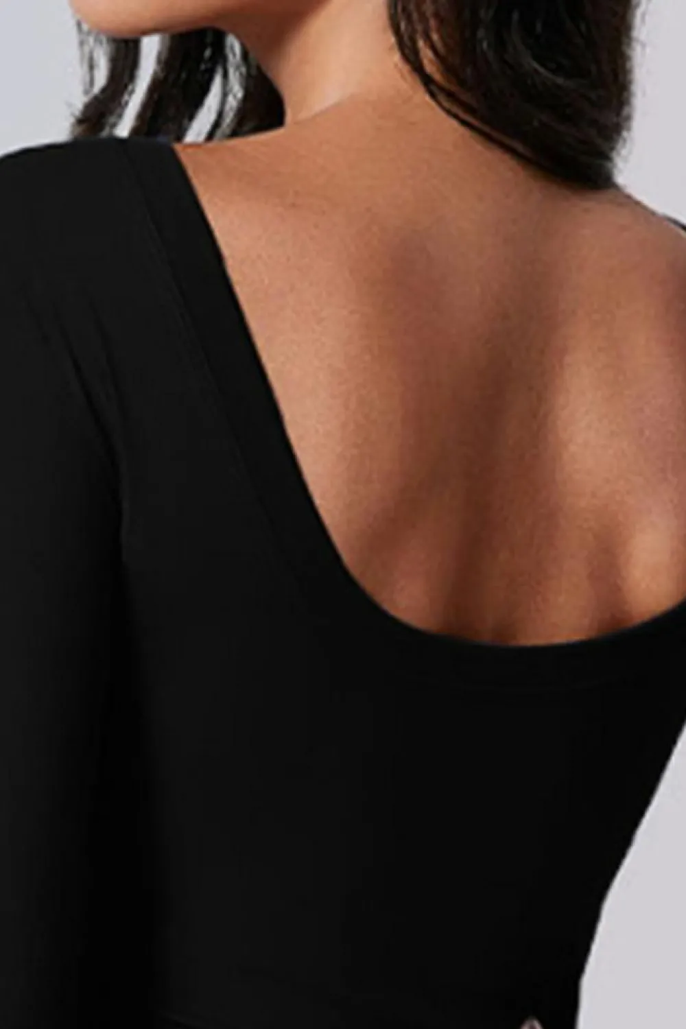Online Dear-Lover Long Sleeve Knot Skirt Hem Sports Yoga Romper Black
