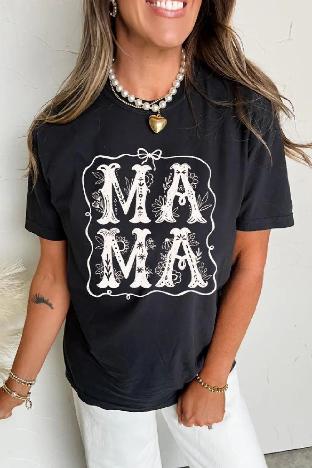 Outlet Dear-Lover MAMA Artistic Graphic Tee Black