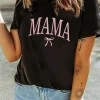 New Dear-Lover MAMA Bow Embroidered Crewneck Tee Black
