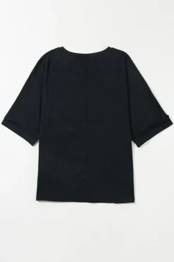 New Dear-Lover MAMA Chenille Patched Crew Neck T Shirt Black