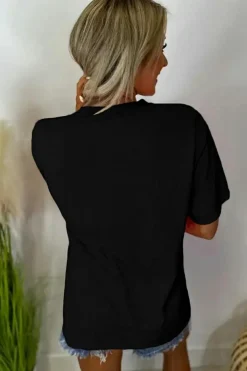Fashion Dear-Lover MAMA Letter Graphic Neon T Shirt Black