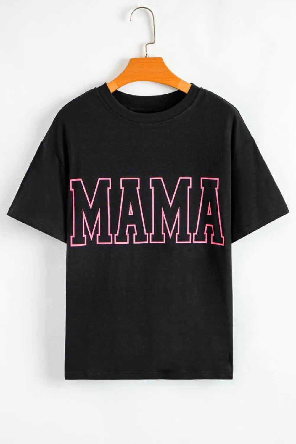 Fashion Dear-Lover MAMA Letter Graphic Neon T Shirt Black