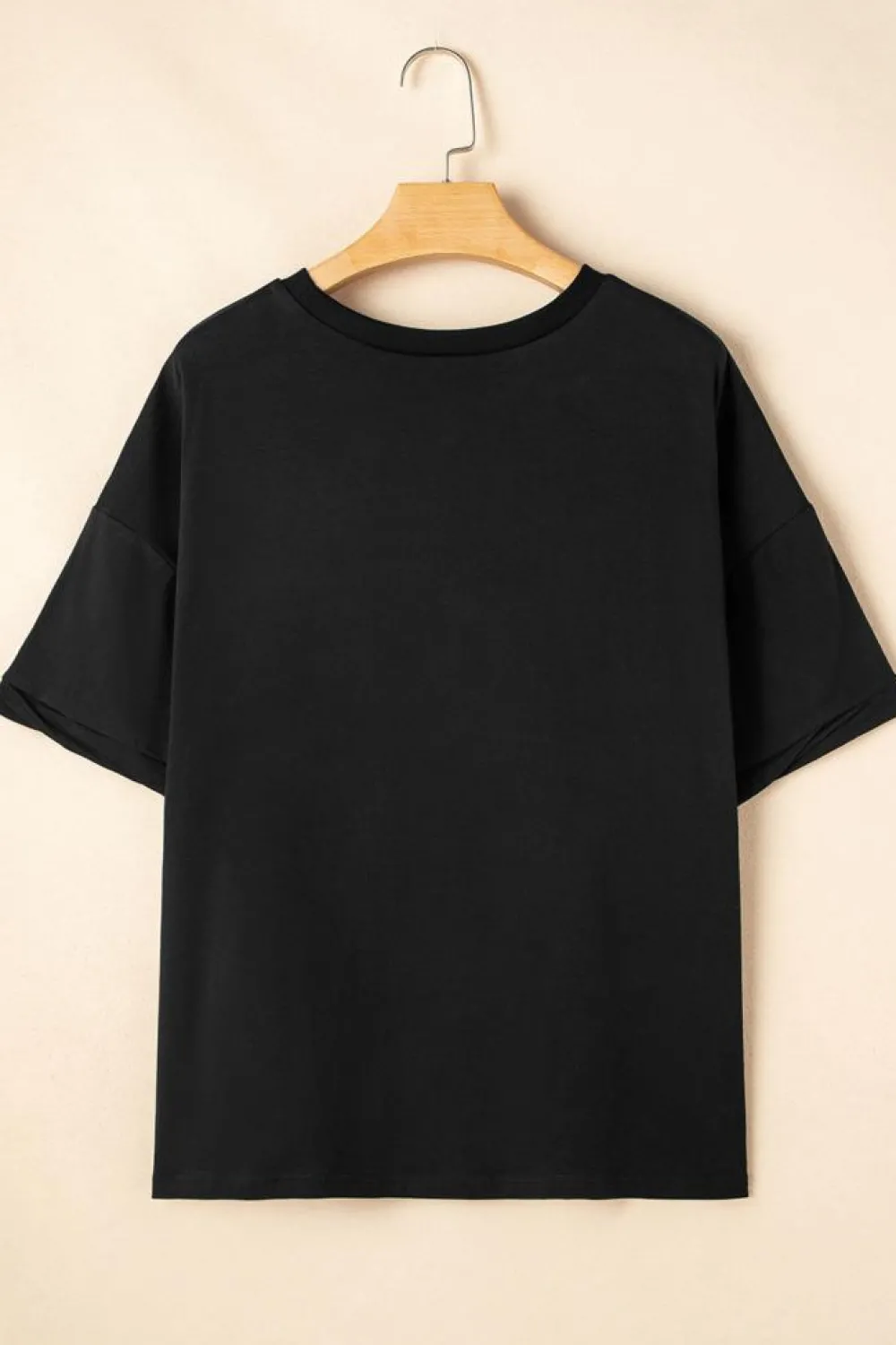 Discount Dear-Lover MAMA Patched Graphic Drop Shoulder Loose Tee Black