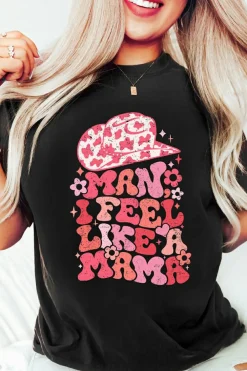 Online Dear-Lover MAN I FEEL LIKE A MAMA Graphic Tee Black