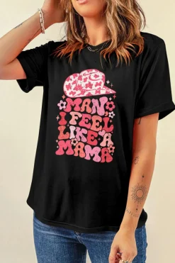 Online Dear-Lover MAN I FEEL LIKE A MAMA Graphic Tee Black