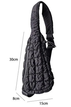 Best Dear-Lover Marshmallow Quilted Drawstring Decor Sling Bag Black