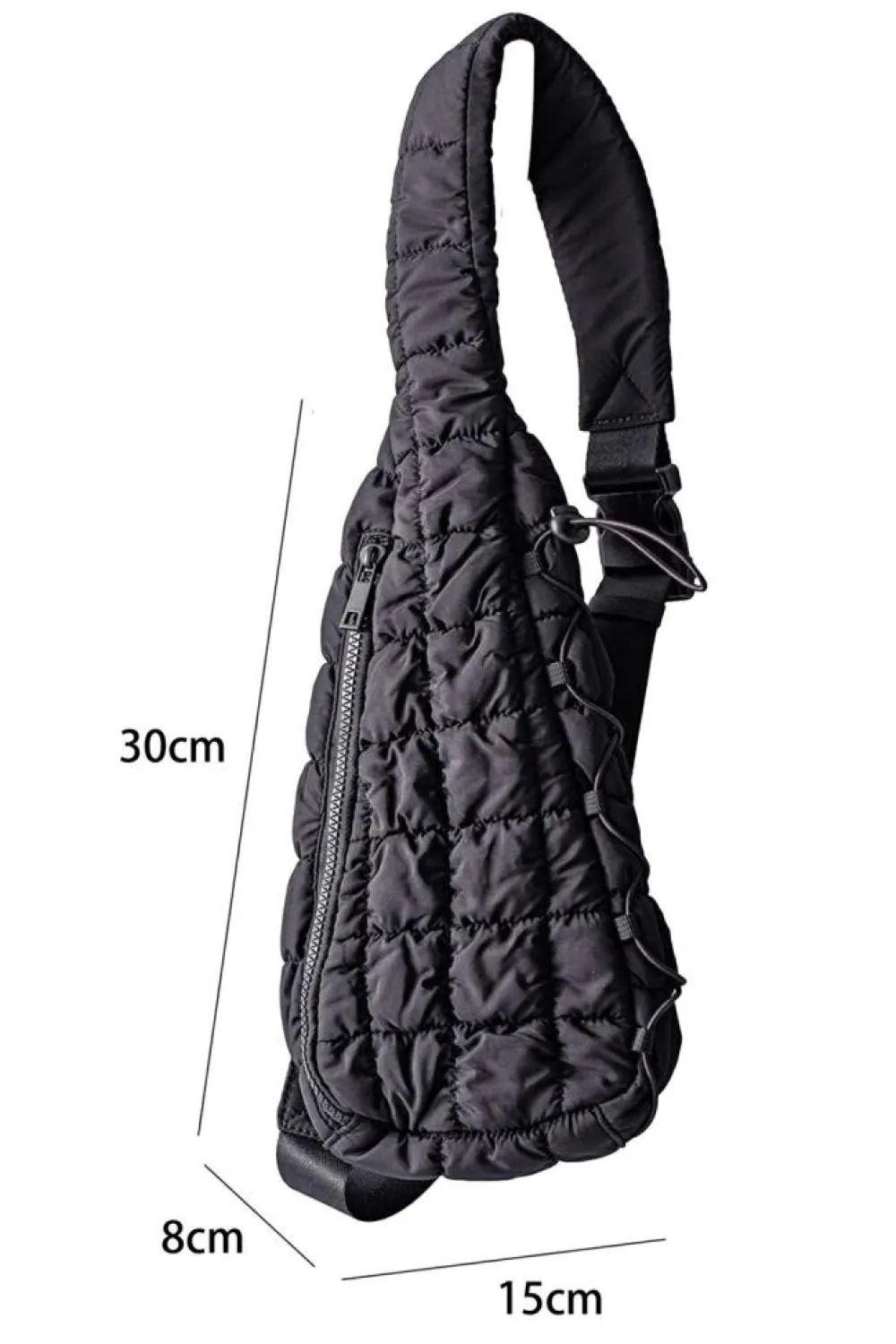 Best Dear-Lover Marshmallow Quilted Drawstring Decor Sling Bag Black