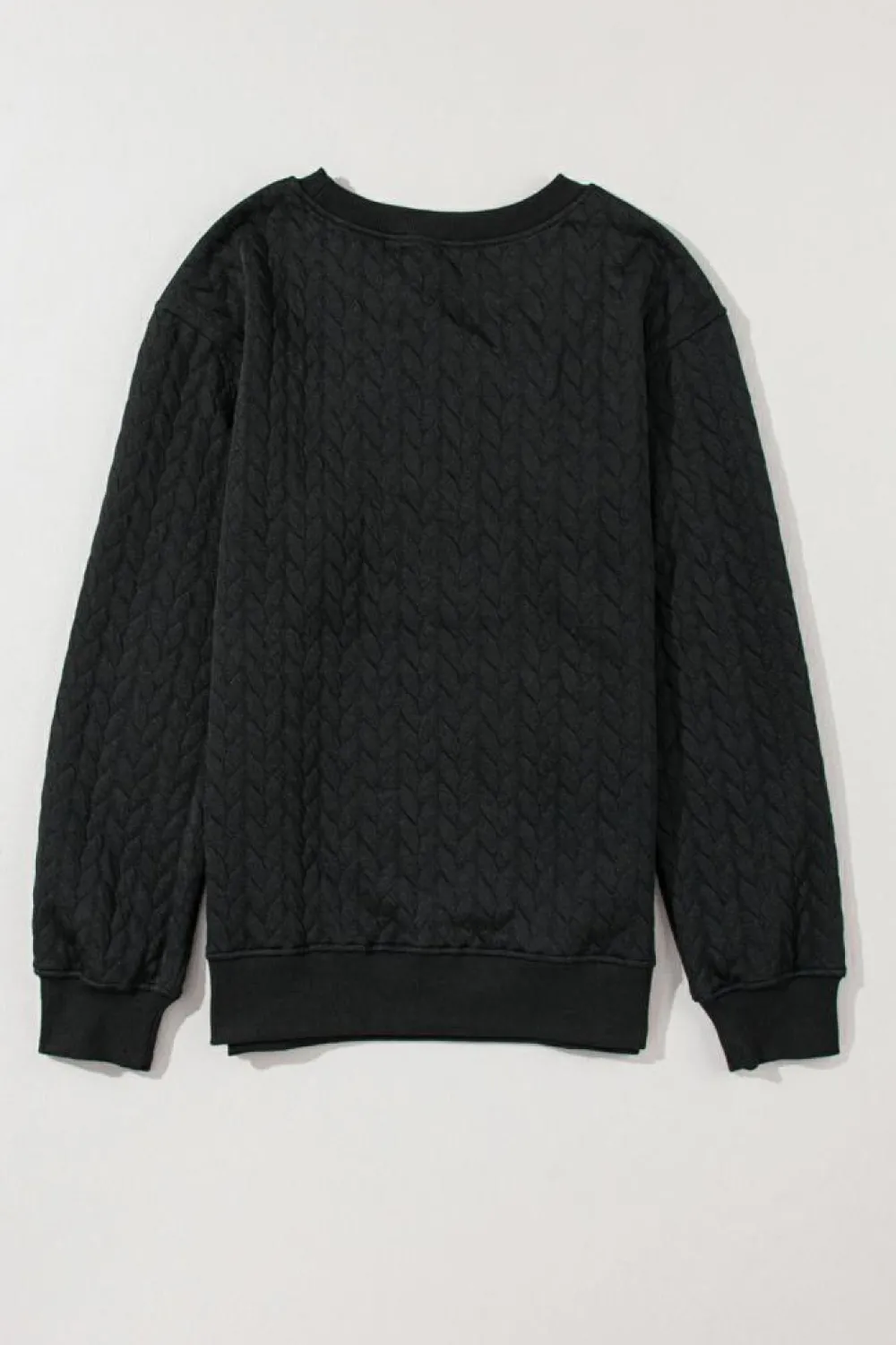 Discount Dear-Lover Merry And Bright Cable Knit Pullover Sweatshirt Black