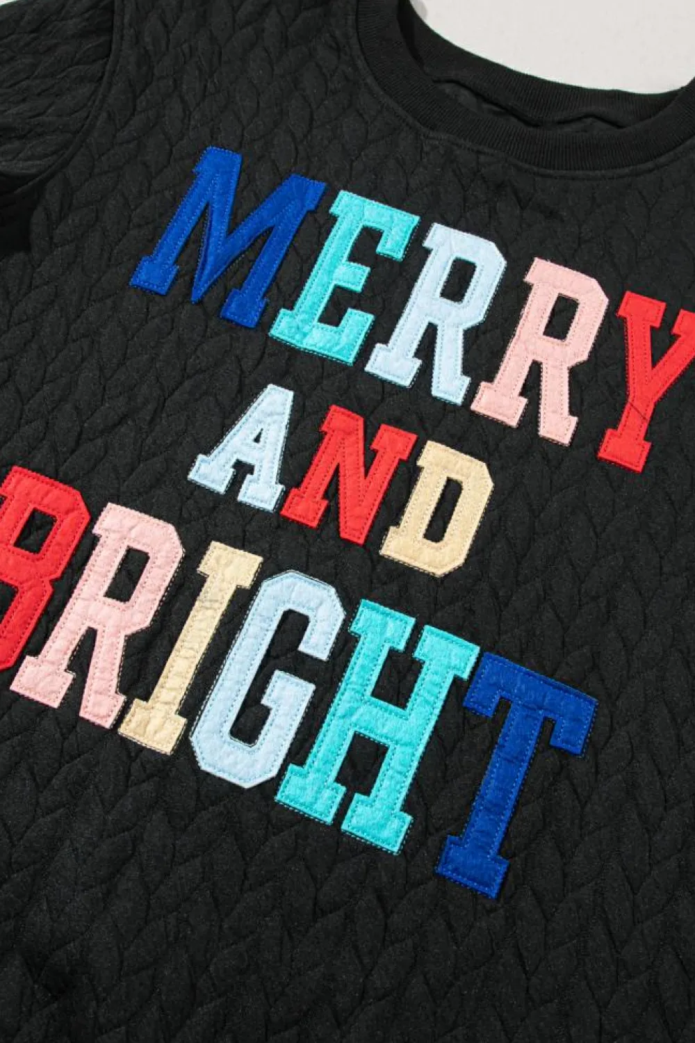 Discount Dear-Lover Merry And Bright Cable Knit Pullover Sweatshirt Black
