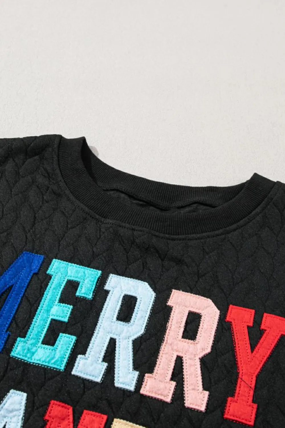 Discount Dear-Lover Merry And Bright Cable Knit Pullover Sweatshirt Black