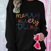Online Dear-Lover Merry Every Thing Tinsel Slogan Sweatshirt Black