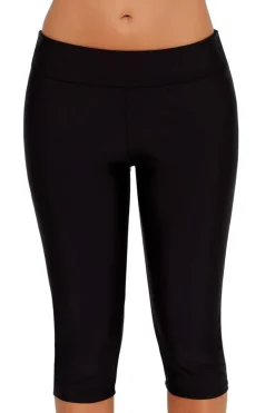 Sale Dear-Lover Mid Waist Crop Swim Leggings Black