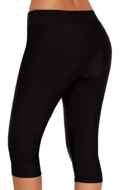 Sale Dear-Lover Mid Waist Crop Swim Leggings Black