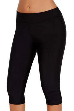 Sale Dear-Lover Mid Waist Crop Swim Leggings Black