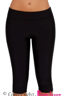 Sale Dear-Lover Mid Waist Crop Swim Leggings Black