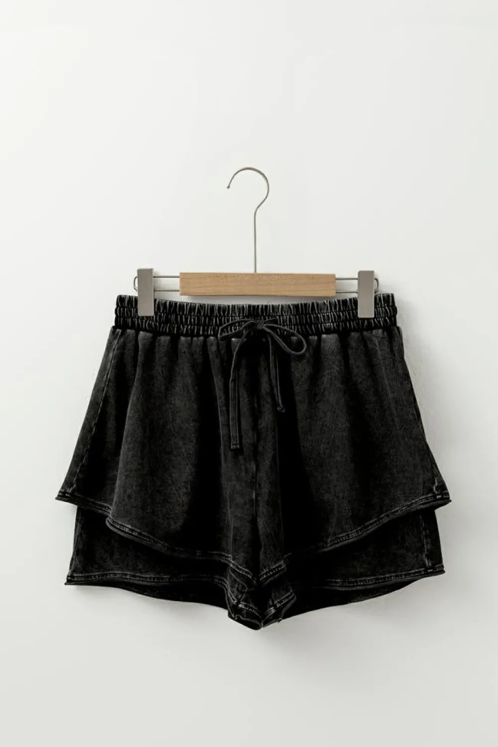 Best Dear-Lover Mineral Wash French Terry High Waist Casual Shorts Black