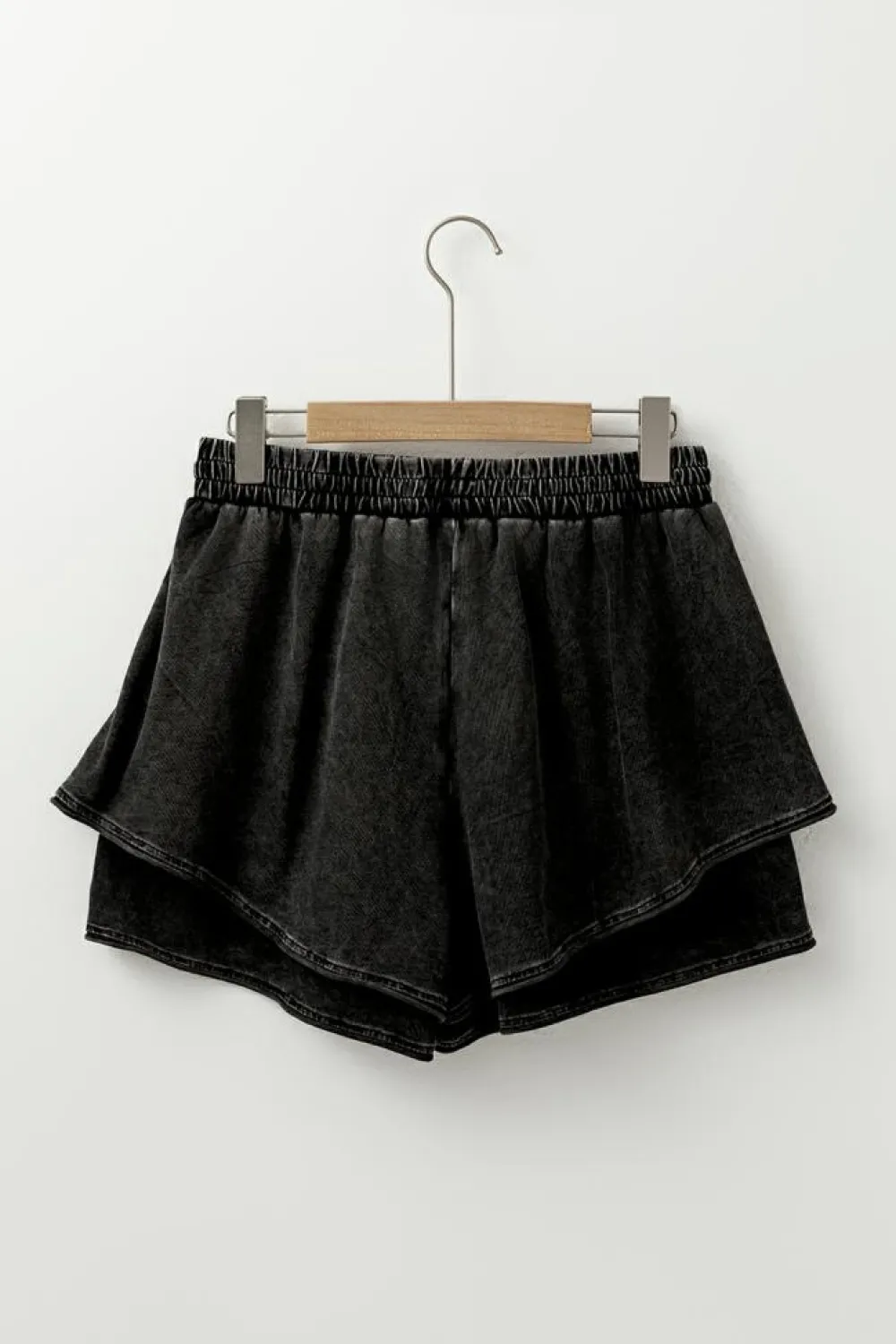 Best Dear-Lover Mineral Wash French Terry High Waist Casual Shorts Black