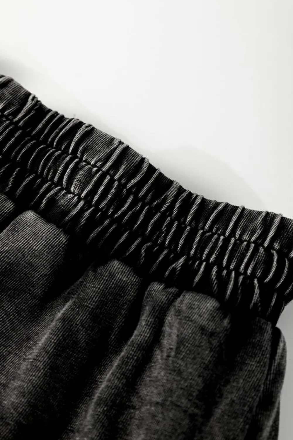 Best Dear-Lover Mineral Wash French Terry High Waist Casual Shorts Black