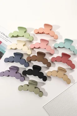 Online Dear-Lover Minimalist 5 Circles Frosted Hair Claw Clip Black
