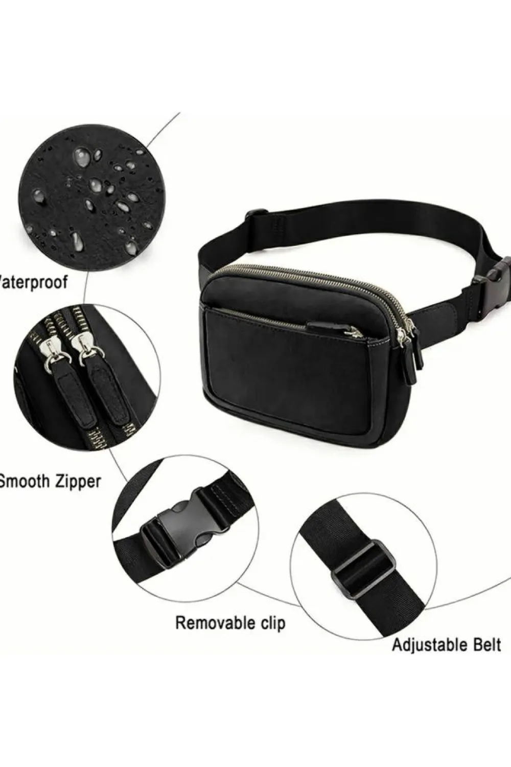 Clearance Dear-Lover Minimalist Multi-zipped Crossbody Bag Black