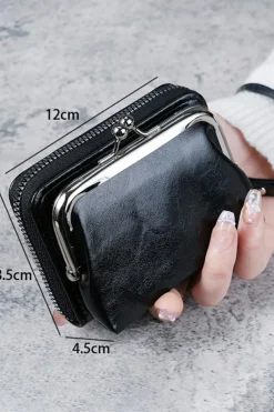 Discount Dear-Lover Minimalist Wristlet PU Leather Coin Purse Black