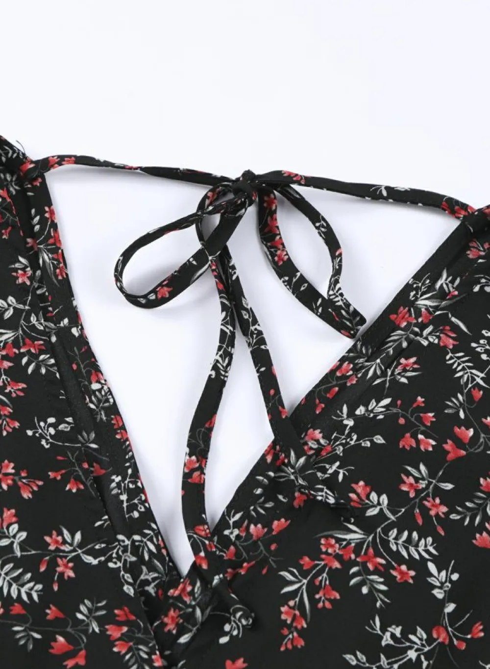 Best Dear-Lover Black Multicolor Floral Ruffled Crop Top and Maxi Skirt Set Black-2