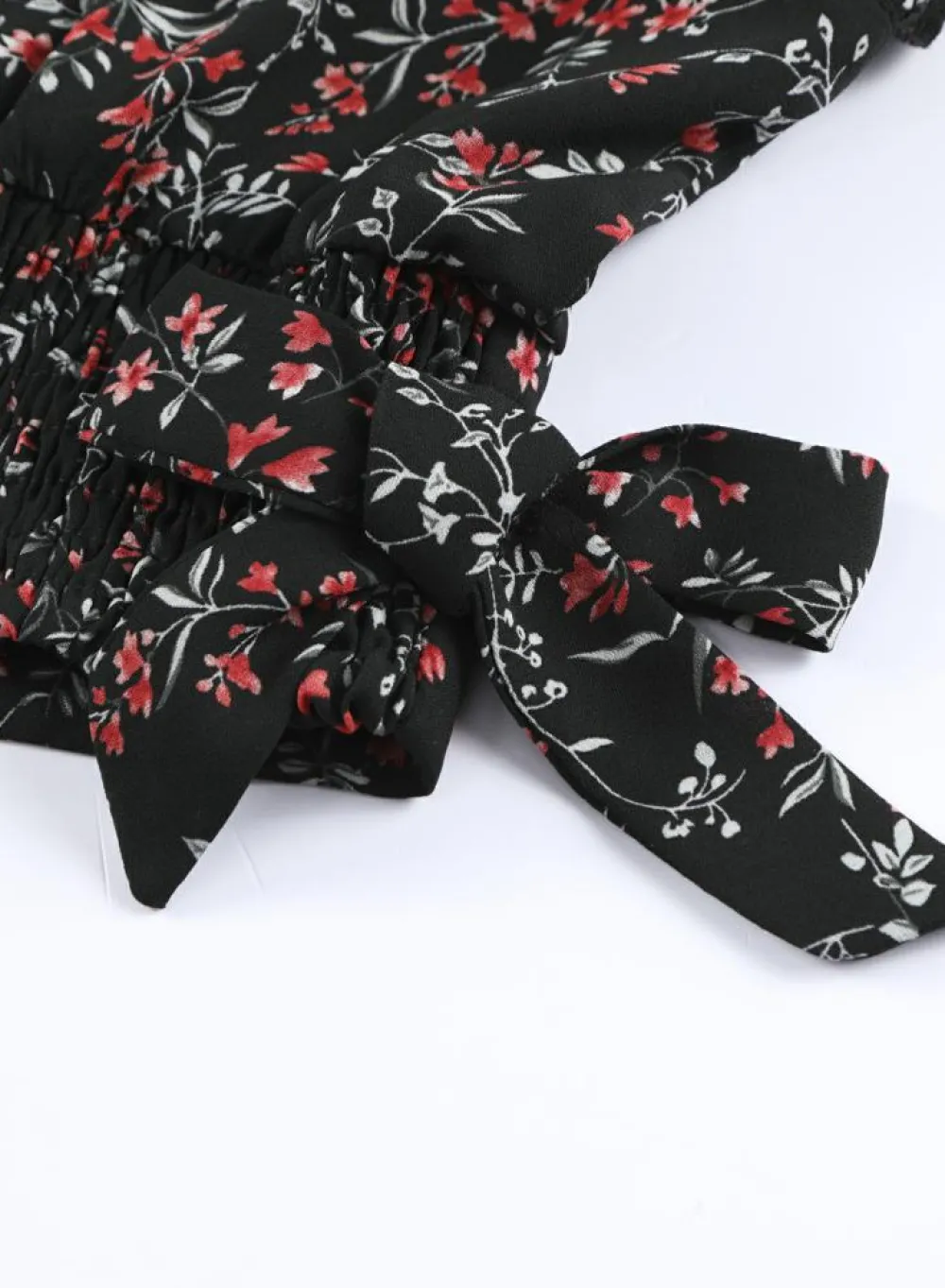 Best Dear-Lover Black Multicolor Floral Ruffled Crop Top and Maxi Skirt Set Black-2