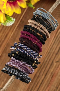 Best Dear-Lover Multicolour 20pcs Boho Knotted Hair Ties Black