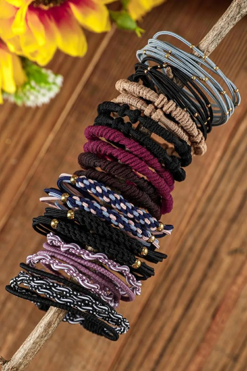 Best Dear-Lover Multicolour 20pcs Boho Knotted Hair Ties Black