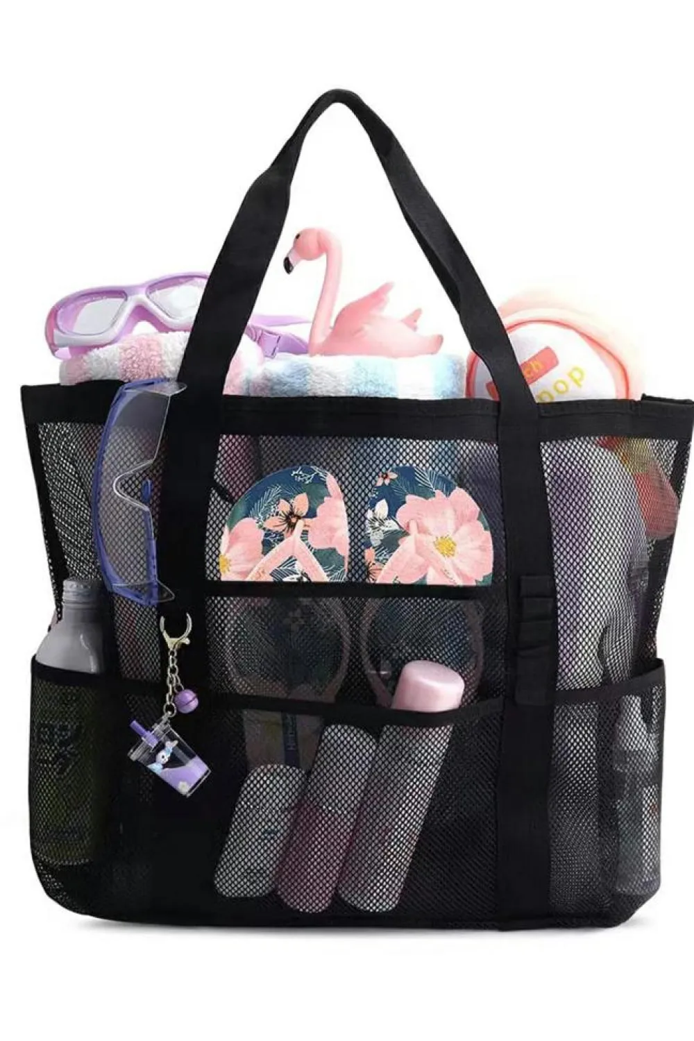 Hot Dear-Lover Multi-pocket Large Mesh Tote Bag Black