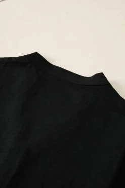 Outlet Dear-Lover Notched Neck Batwing Sleeve Lightweight Blouse Black