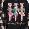 Discount Dear-Lover Nutcracker Merry Christmas Printed Crewneck T Shirt Black
