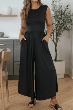 Discount Dear-Lover Open Back Wide Leg Jumpsuit Black