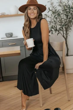 Discount Dear-Lover Open Back Wide Leg Jumpsuit Black