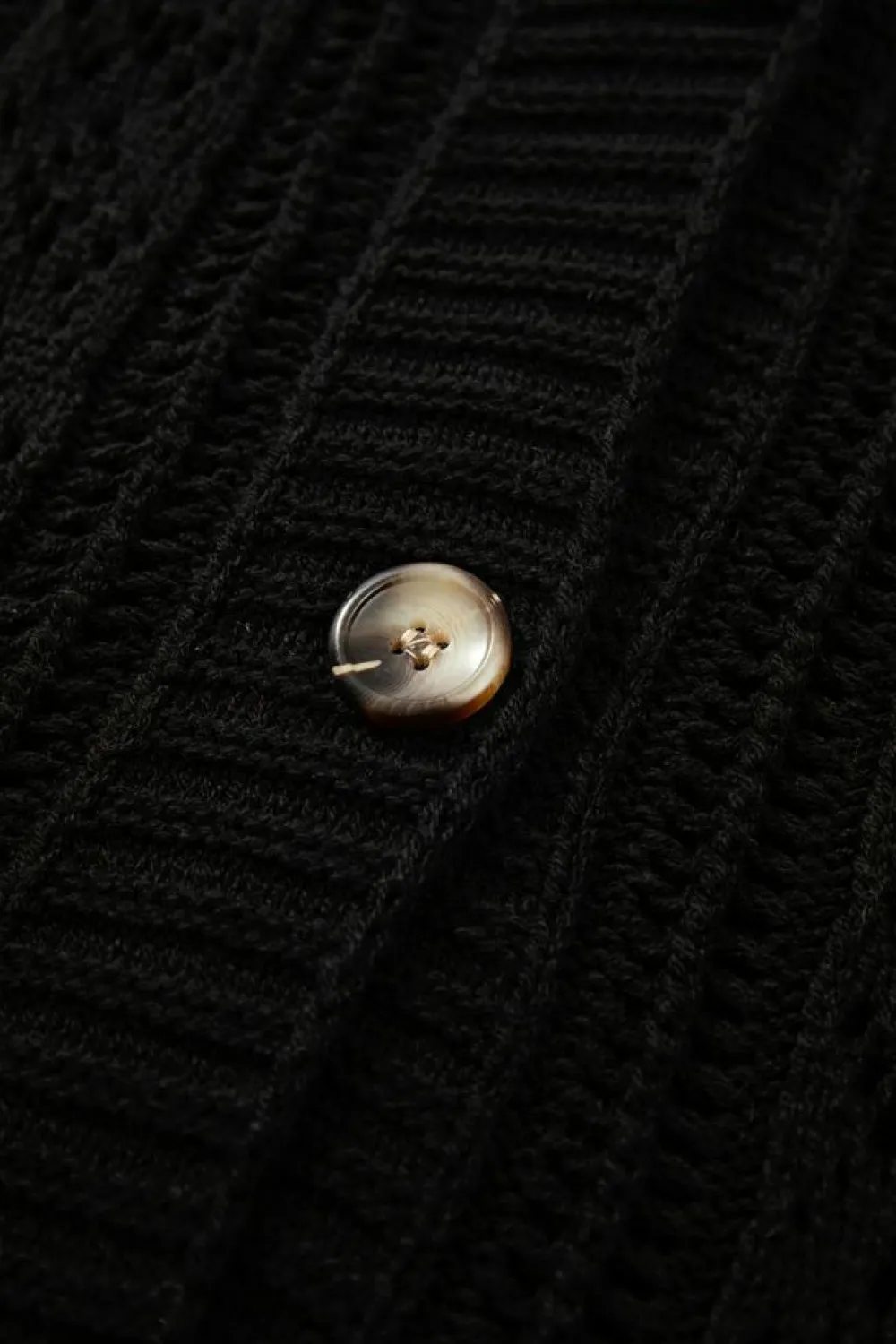 Clearance Dear-Lover Open Knit Drop Shoulder Sweater Cardigan Black