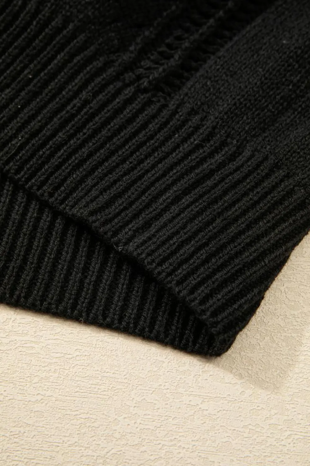 Clearance Dear-Lover Open Knit Drop Shoulder Sweater Cardigan Black