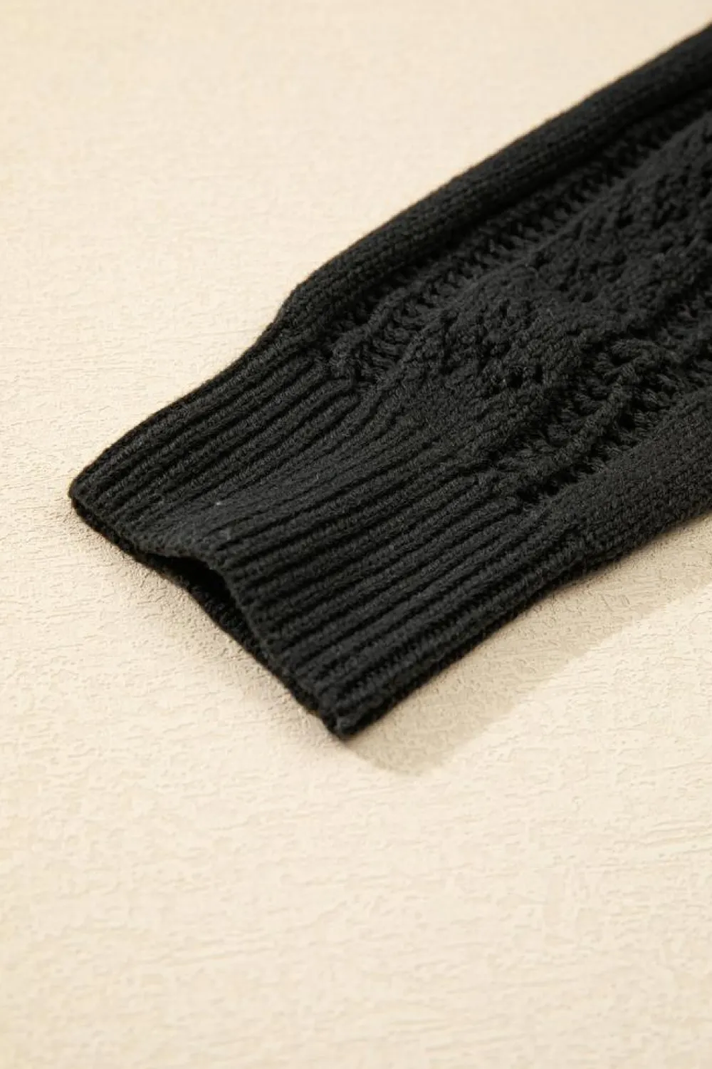Clearance Dear-Lover Open Knit Drop Shoulder Sweater Cardigan Black